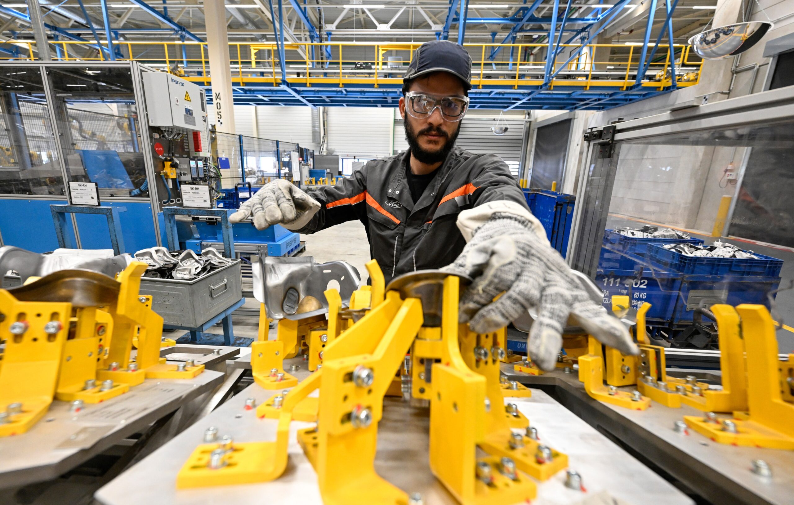 The production line of the 100 per cent electric Ford Explorer at the Ford Electric Centre Factory in Cologne, Germany